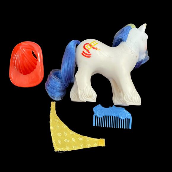 My Little Pony Big Brother Chief Fire Fighter Hat Bandana Comb VTG 1987 G1 MLP - Picture 2 of 16